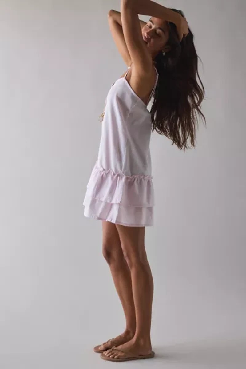 Motel Malina Drop Waist Ruffle Cotton Mini Dress