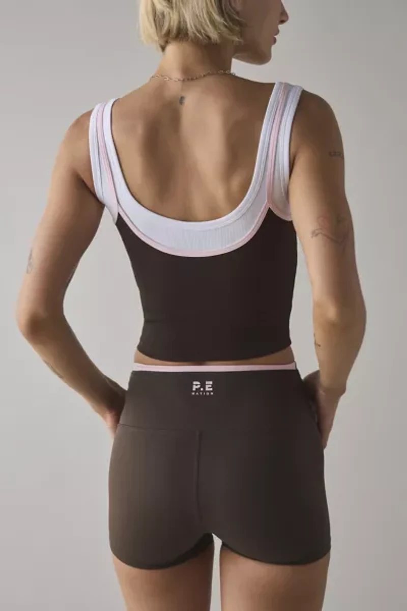 P.E NATION Forward Scoop Neck Layered Tank Top