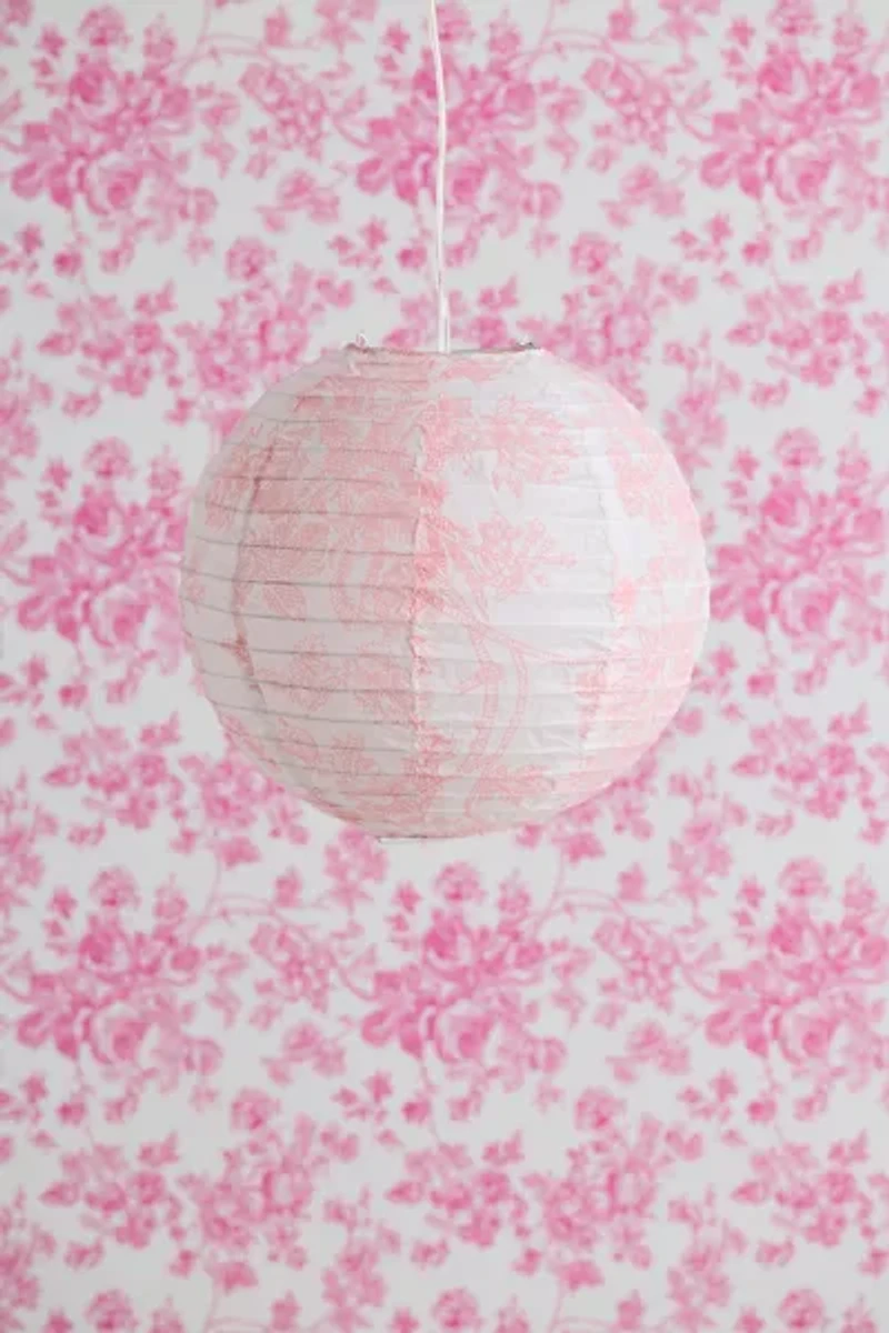 Toile Printed Round Paper Lantern Pendant Shade