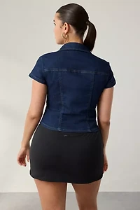 BDG Polly Denim Slim Short Sleeve Button-Up Shirt