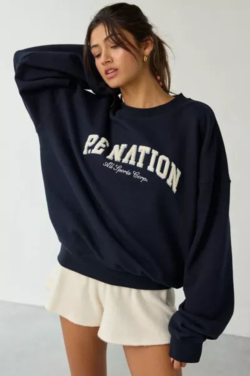 P.E Nation Heritage Boucle Graphic Crew Neck Pullover