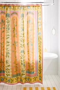 Aria Folk Floral Patterned Shower Curtain