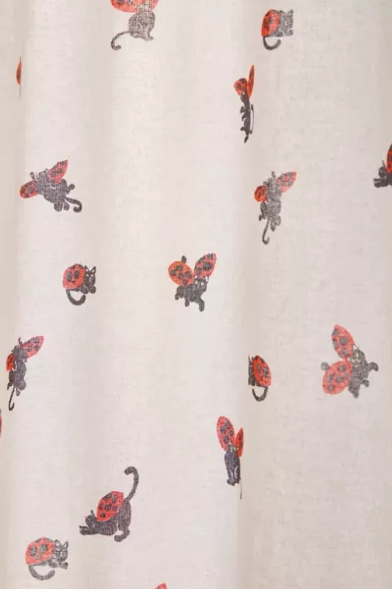 Ladybug Cat Patterned Shower Curtain