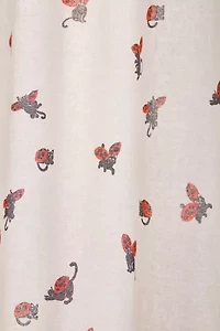 Ladybug Cat Patterned Shower Curtain