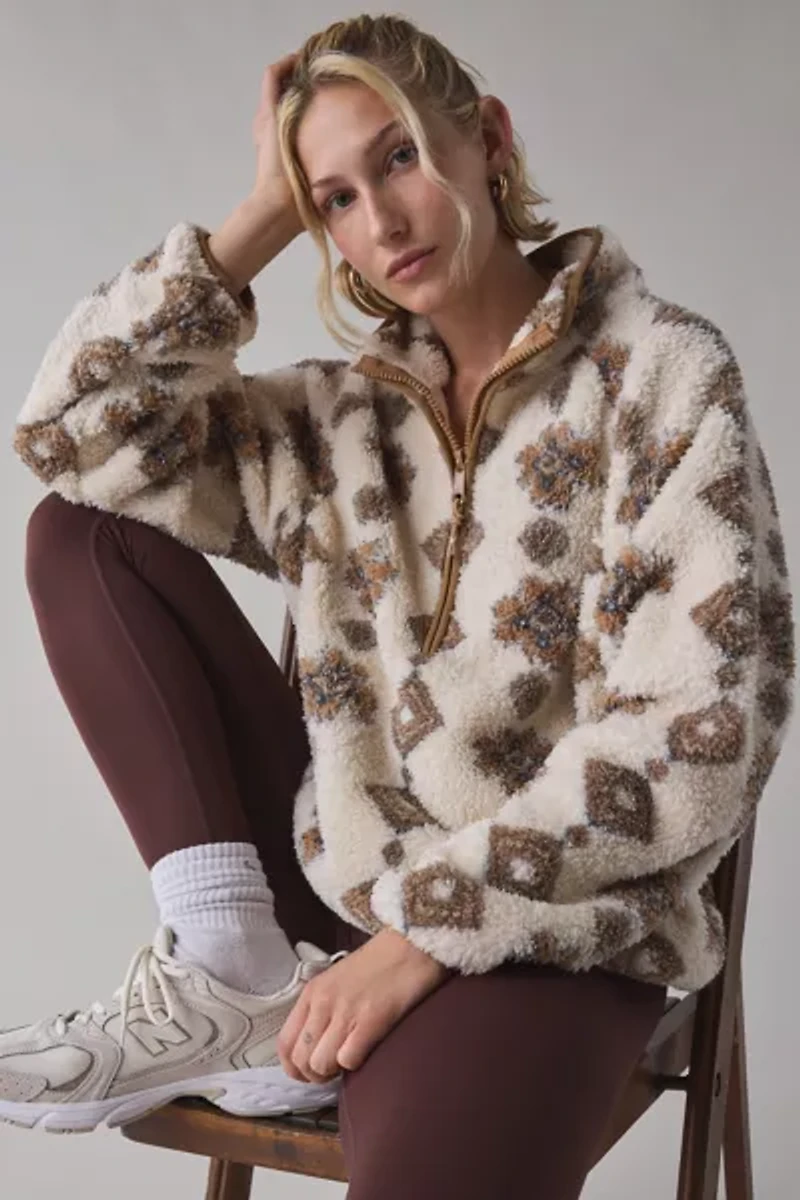 THE UPSIDE Harlow Piled Fleece Quarter Zip Pullover
