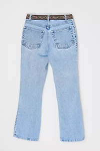 Vintage Y2k Light Wash Jeans with Embroidered Waist
