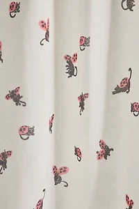 Ladybug Cat Patterned Café Curtain Set