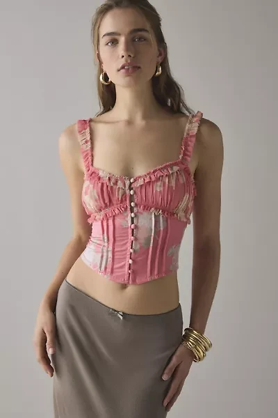 Kimchi Blue Claudia Ruffle-Trim Cropped Corset Top