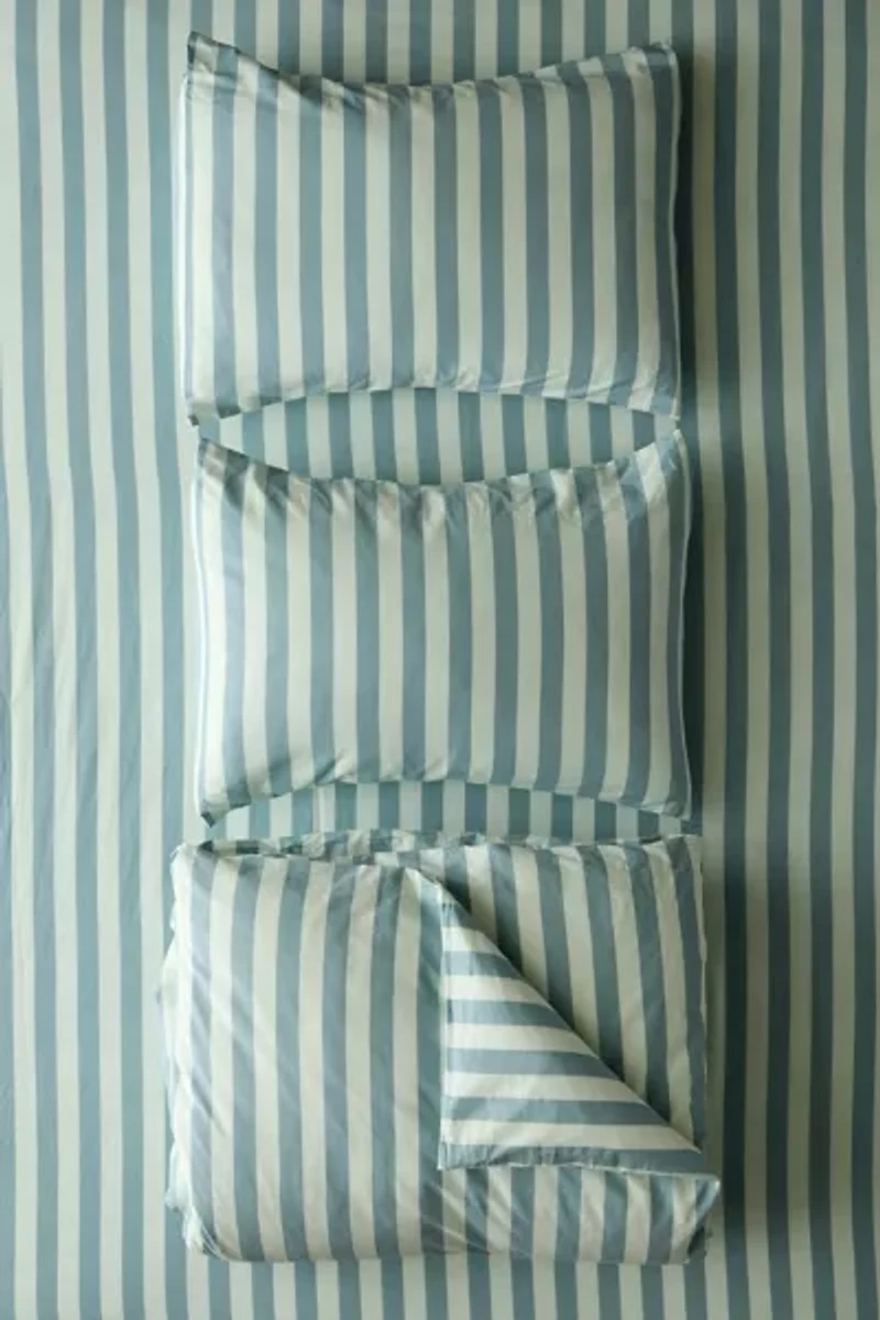 Striped Patterned Cotton Duvet Cover Set