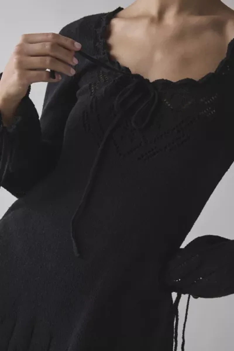 Kimchi Blue Catherine Pointelle Knit Babydoll Tunic Sweater