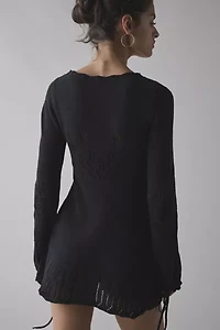 Kimchi Blue Catherine Pointelle Knit Babydoll Tunic Sweater