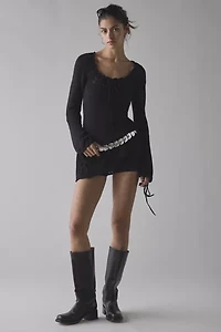 Kimchi Blue Catherine Pointelle Knit Babydoll Tunic Sweater