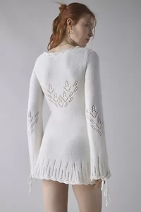 Kimchi Blue Catherine Pointelle Knit Babydoll Tunic Sweater