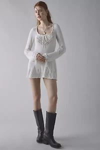 Kimchi Blue Catherine Pointelle Knit Babydoll Tunic Sweater