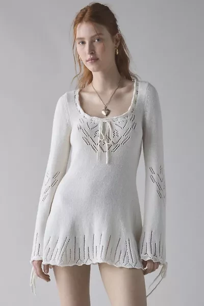 Kimchi Blue Catherine Pointelle Knit Babydoll Tunic Sweater