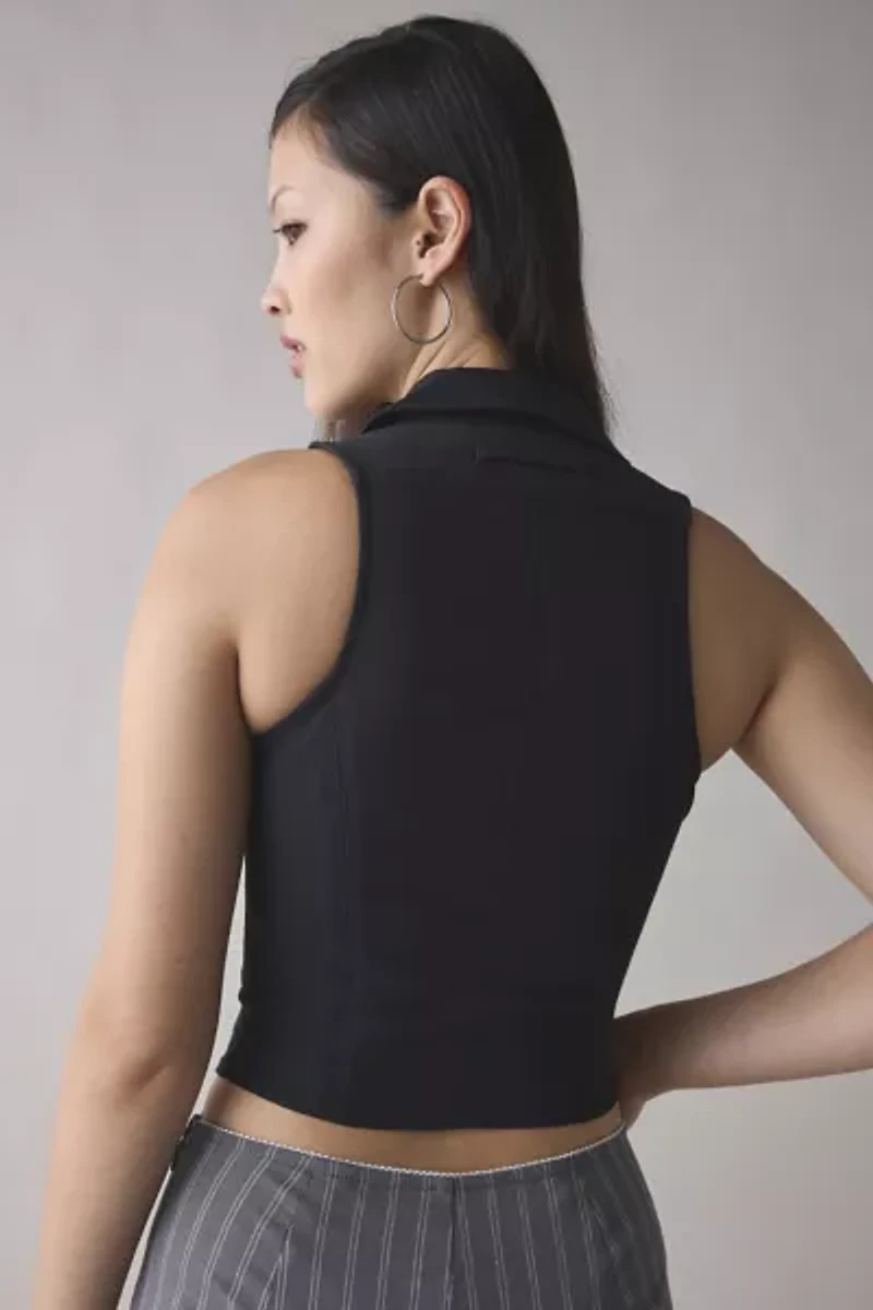 UO Ledia Fitted Seamed Zip-Front Vest Top