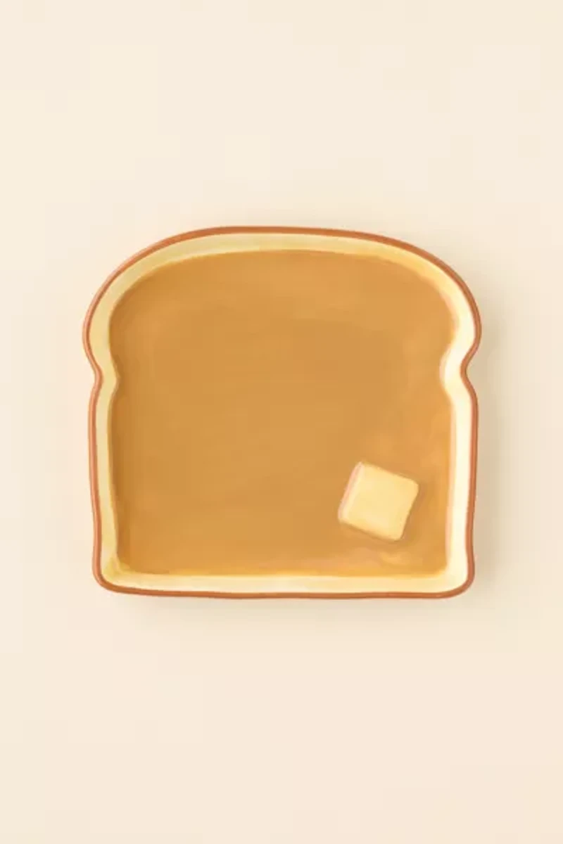 Buttered Toast Shaped Ceramic Dinner Plate