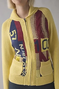 BDG Scottie Varsity Graphic Knit Zip-Up Collared Cardigan