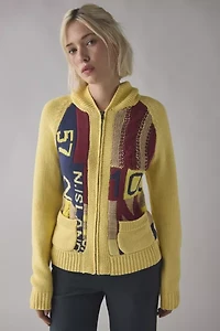 BDG Scottie Varsity Graphic Knit Zip-Up Collared Cardigan