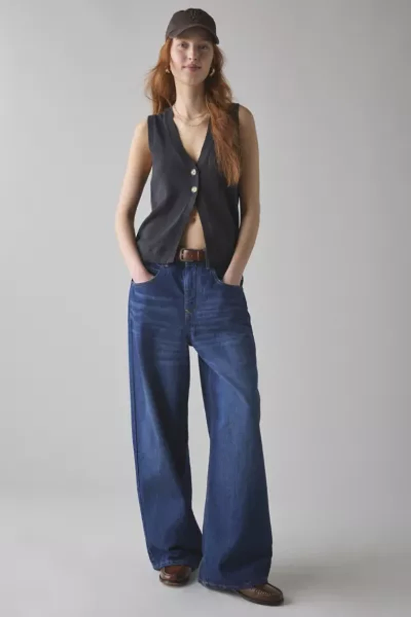BDG Monica Button-Front Flyaway Sweater Vest Top