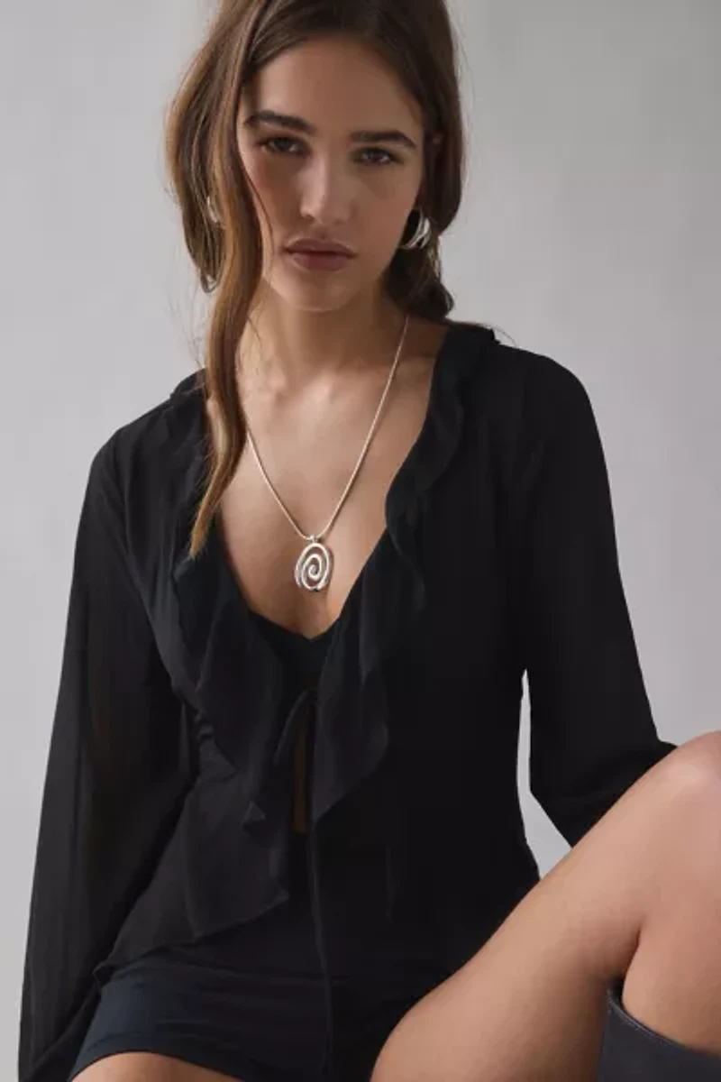 Kimchi Blue Dream Catcher Ruffle Bell Sleeve Flyaway Blouse