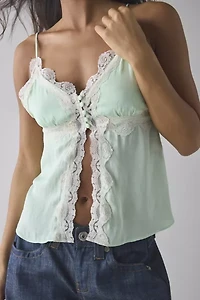 Kimchi Blue Krista Flyaway Lace Trim Satin Cami