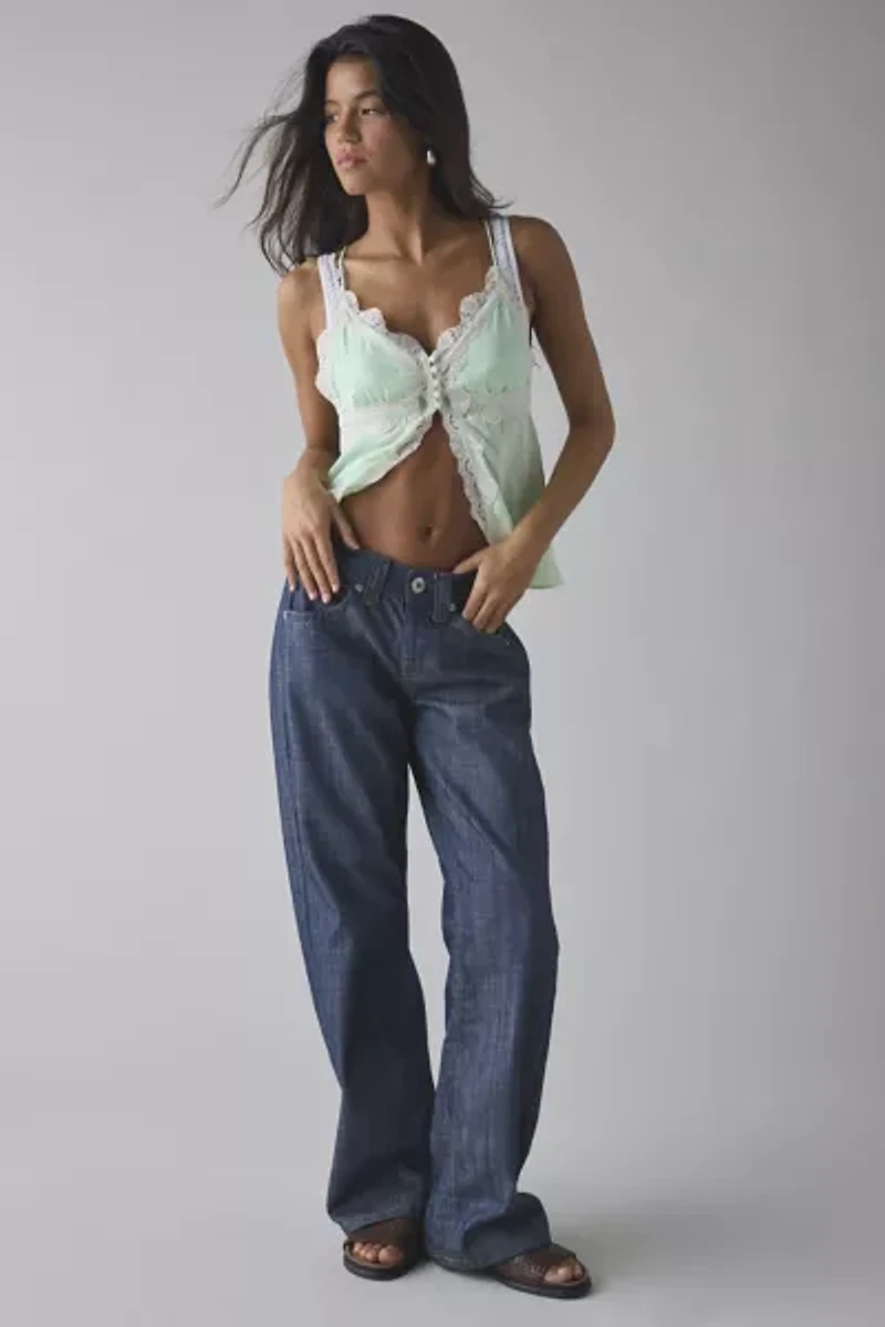 Kimchi Blue Krista Flyaway Lace Trim Satin Cami