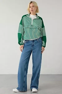 Beach Riot Vespera La Paloma Stripe Quarter Zip Pullover Jacket