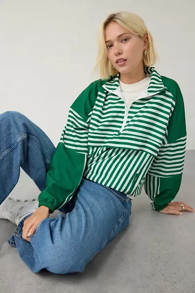 Beach Riot Vespera La Paloma Stripe Quarter Zip Pullover Jacket