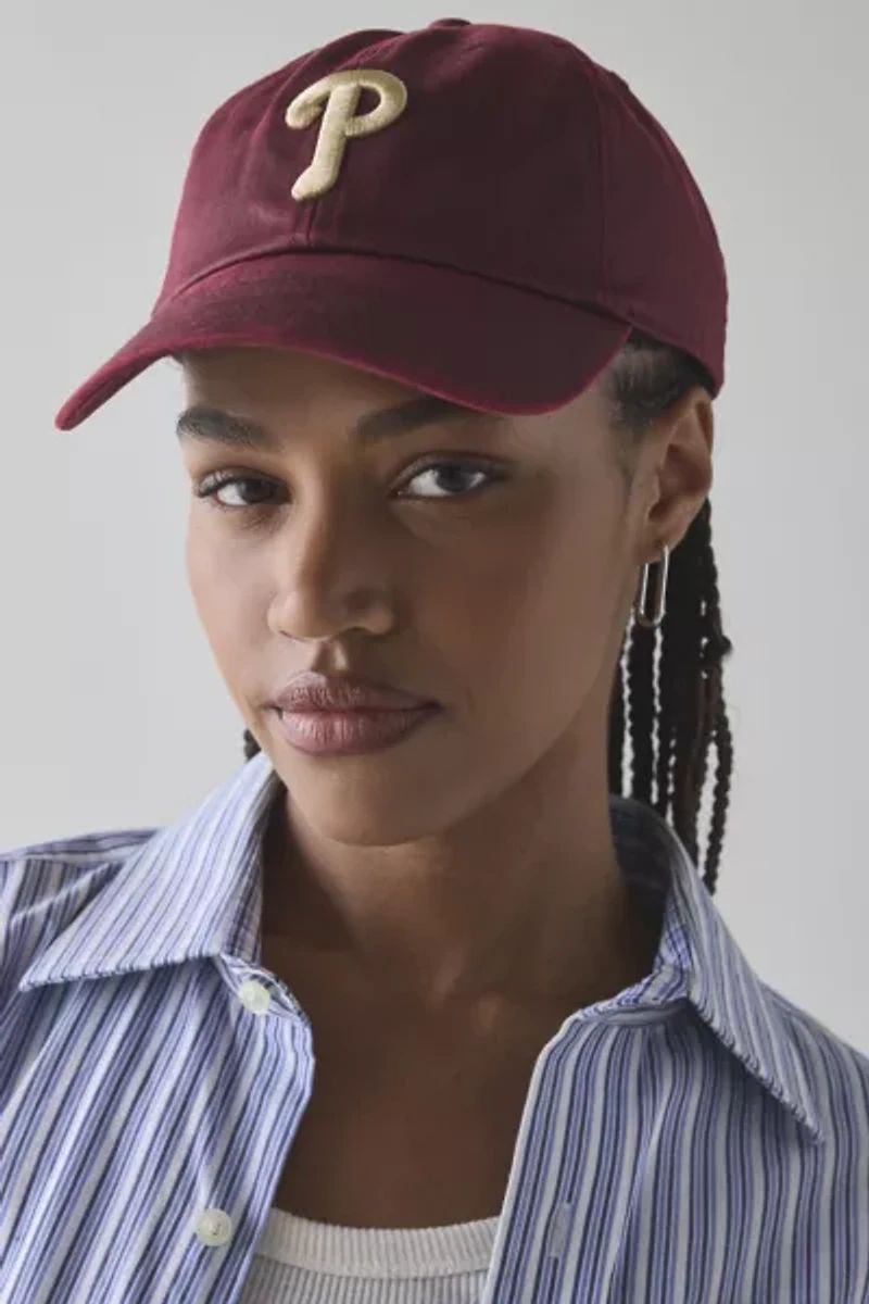 Mitchell & Ness MLB Philadelphia Phillies Logo Faux Leather Dad Hat