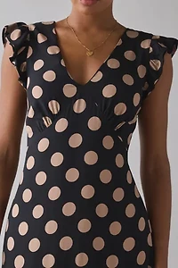Beach Riot Elodie Polka Dot Flutter Sleeve Maxi Dress