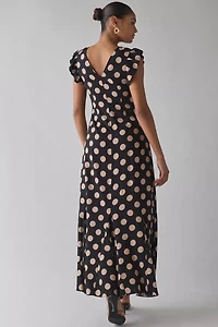 Beach Riot Elodie Polka Dot Flutter Sleeve Maxi Dress