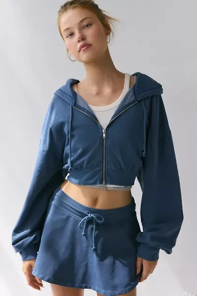 Out From Under Selene Cropped Zip-Up Hoodie Sweatshirt