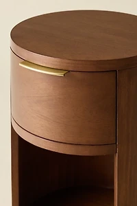 Kane Round Wood Storage Nightstand