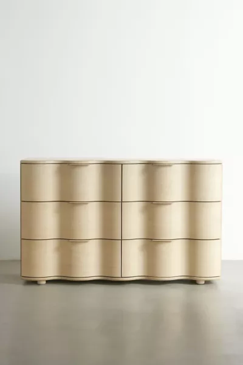 Aria 6-Drawer Short Wood Squiggle Dresser
