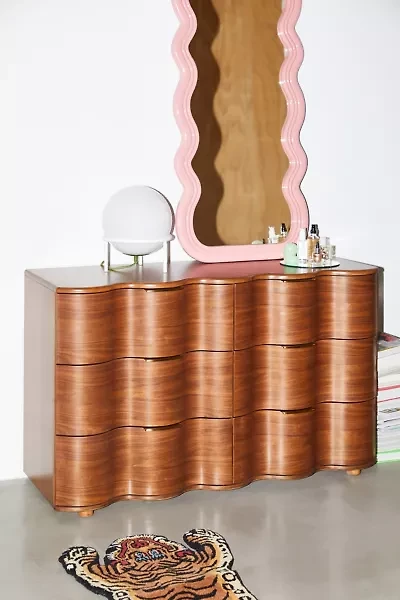 Aria 6-Drawer Short Wood Squiggle Dresser
