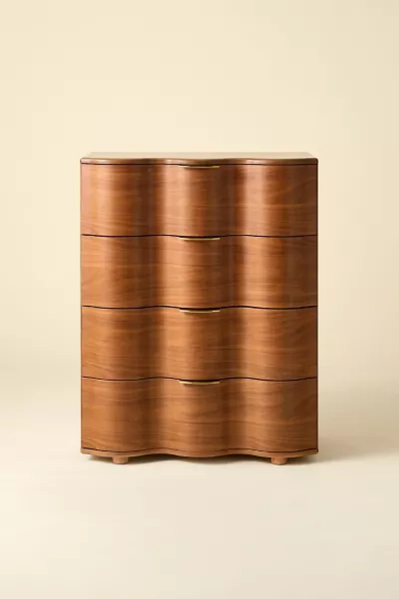 Aria Wood Tall 4-Drawer Squiggle Dresser