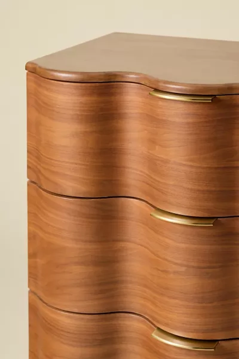Aria Wood Tall 4-Drawer Squiggle Dresser