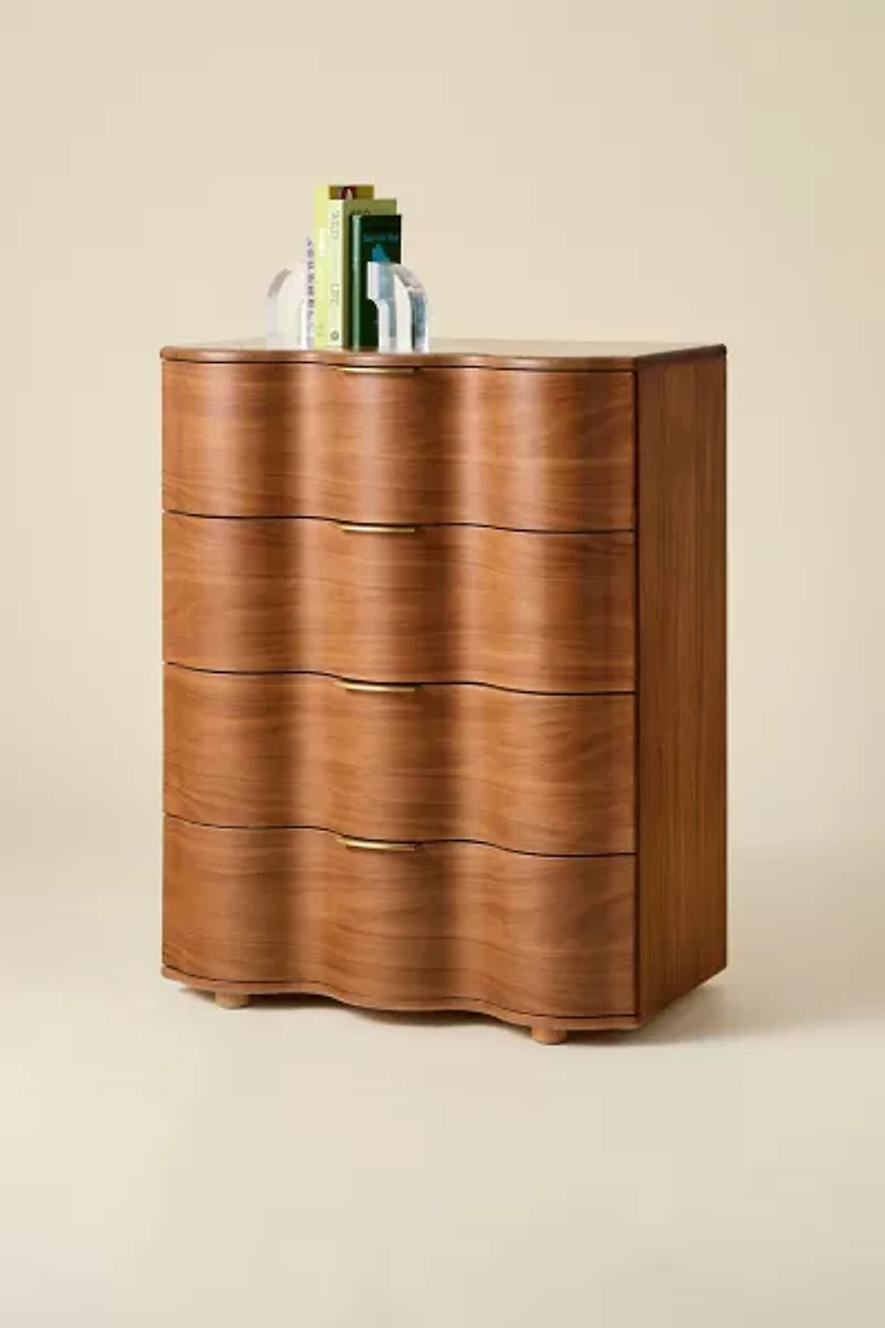 Aria Wood Tall 4-Drawer Squiggle Dresser