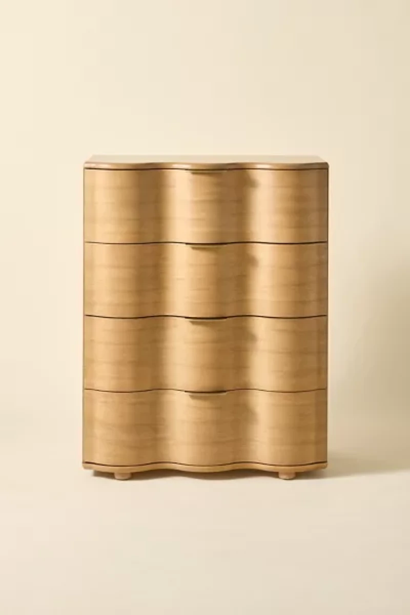 Aria Wood Tall 4-Drawer Squiggle Dresser