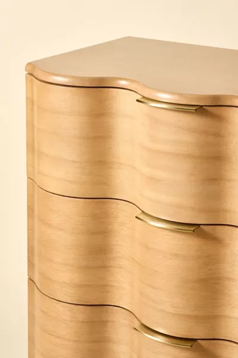 Aria Wood Tall 4-Drawer Squiggle Dresser