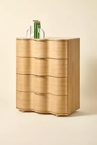 Aria Wood Tall 4-Drawer Squiggle Dresser