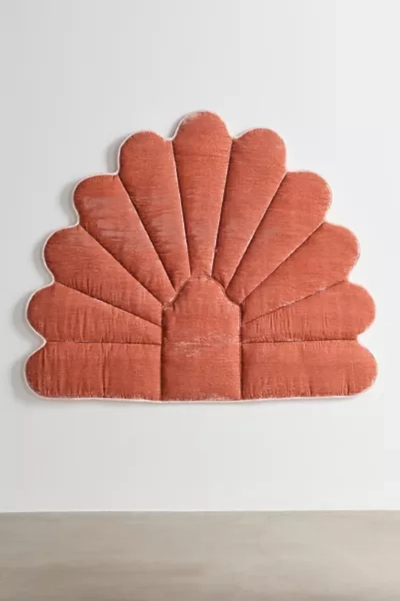 Callista Scalloped Velvet Upholstered Floating Headboard