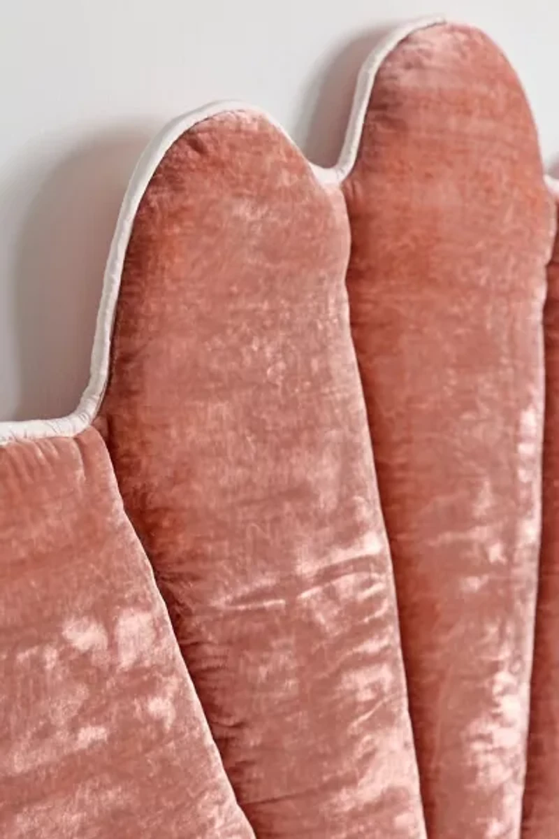 Callista Scalloped Velvet Upholstered Floating Headboard