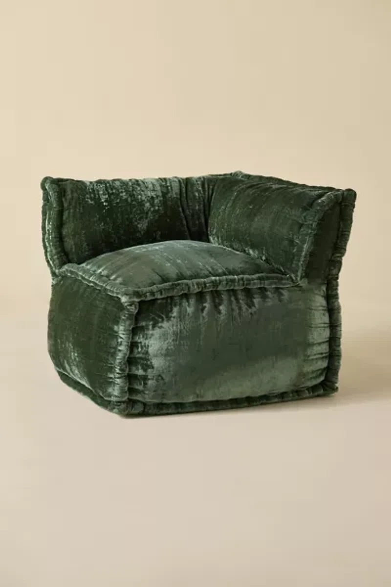 Evie Velvet Bean Bag Corner Lounge Chair