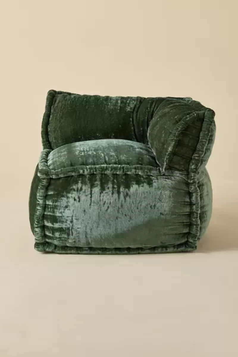 Evie Velvet Bean Bag Corner Lounge Chair