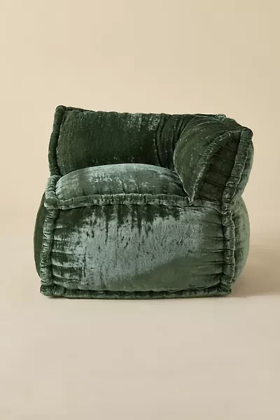 Evie Velvet Bean Bag Corner Lounge Chair