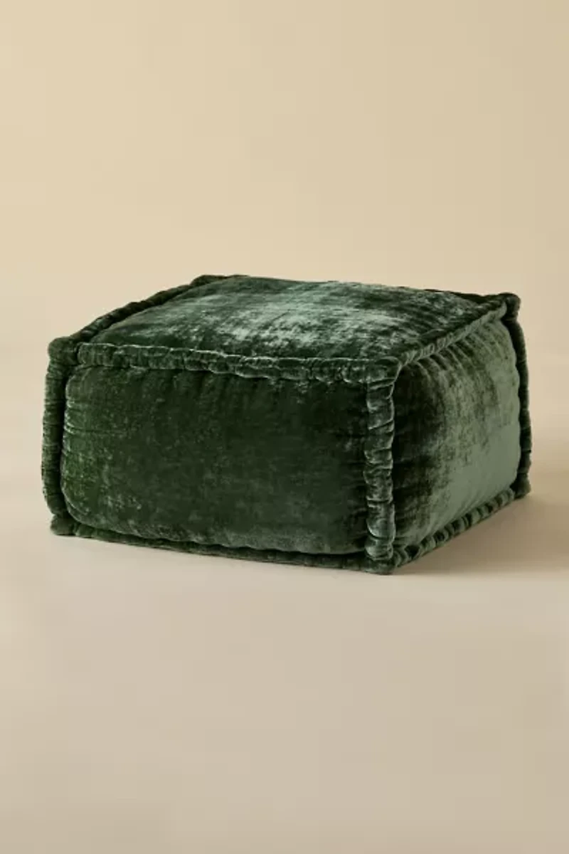 Evie Square Velvet Bean Bag Ottoman