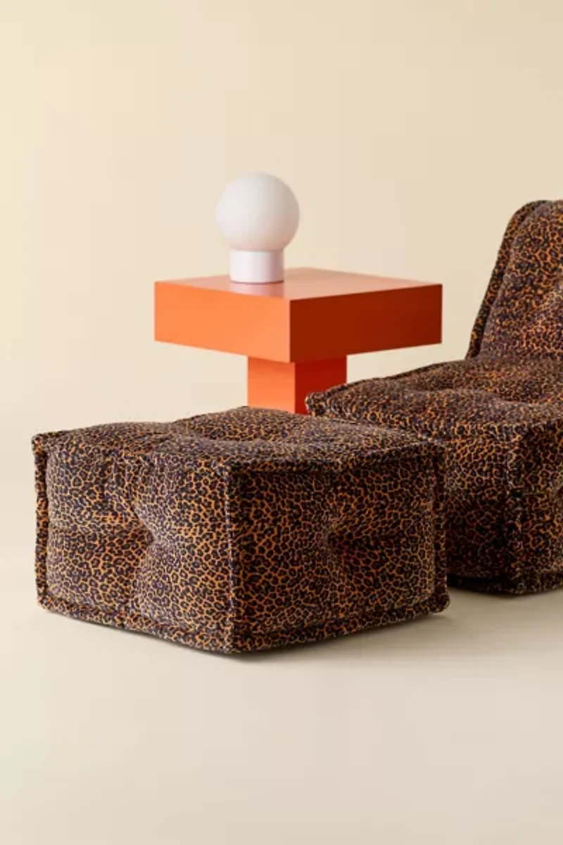 Reema Printed Upholstered Bean Bag Ottoman