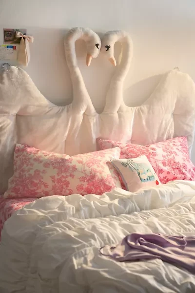 Viola Swan Velvet Floating Headboard